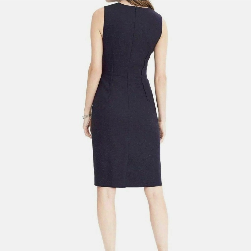 Banana Republic • Pleated Flannel Dress sleeveless sheath navy blue tweed size 2 - Picture 6 of 9